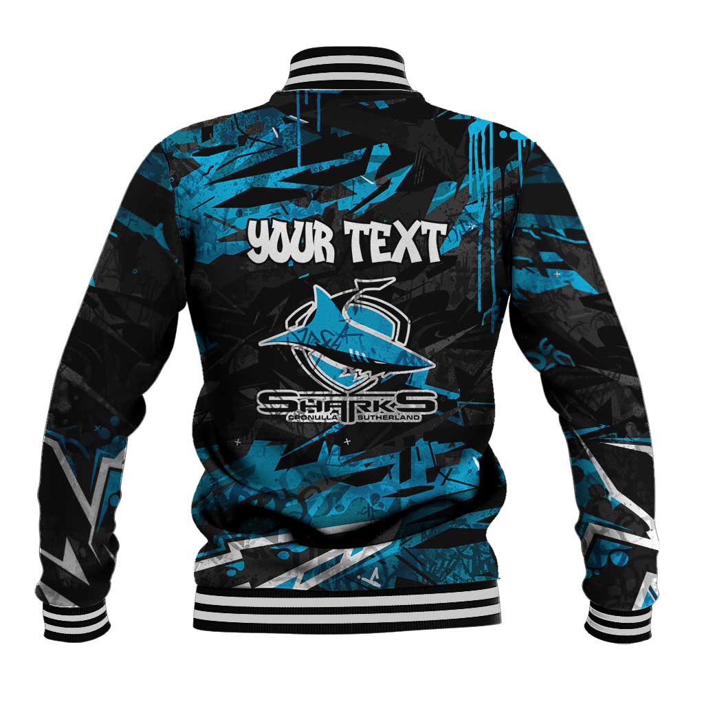 Personalized Cronulla Sutherland Sharks Baseball Jacket Graffiti Grunge Abstract Urban Street Style Design