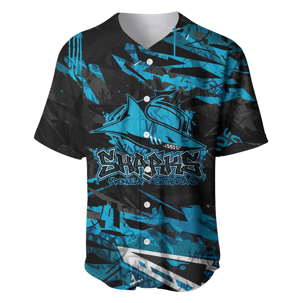Personalized Cronulla Sutherland Sharks Baseball Jersey Graffiti Grunge Abstract Urban Street Style Design