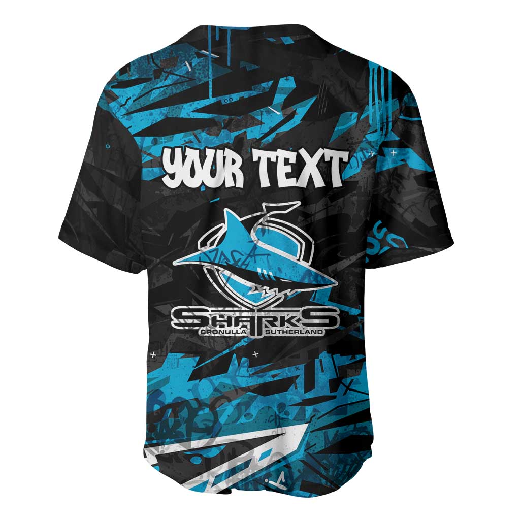 Personalized Cronulla Sutherland Sharks Baseball Jersey Graffiti Grunge Abstract Urban Street Style Design