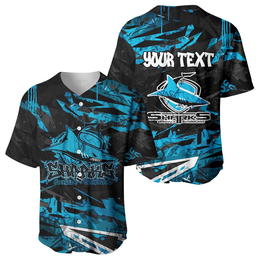 Personalized Cronulla Sutherland Sharks Baseball Jersey Graffiti Grunge Abstract Urban Street Style Design
