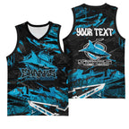 Personalized Cronulla Sutherland Sharks Basketball Jersey Graffiti Grunge Abstract Urban Street Style Design