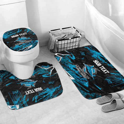 Personalized Cronulla Sutherland Sharks Bathroom Set Graffiti Grunge Abstract Urban Street Style Design