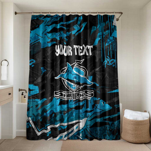 Personalized Cronulla Sutherland Sharks Bathroom Set Graffiti Grunge Abstract Urban Street Style Design