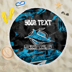 Personalized Cronulla Sutherland Sharks Beach Blanket Graffiti Grunge Abstract Urban Street Style Design