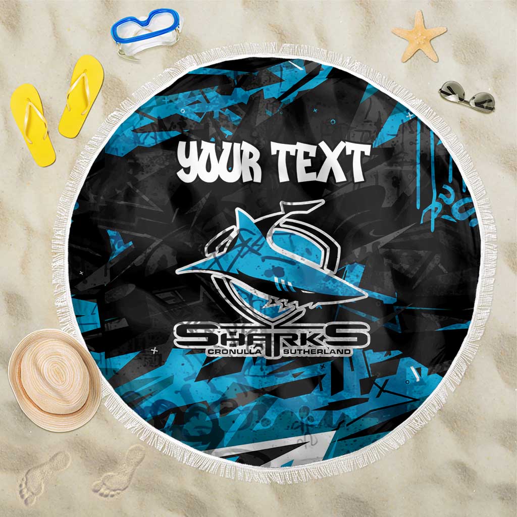 Personalized Cronulla Sutherland Sharks Beach Blanket Graffiti Grunge Abstract Urban Street Style Design