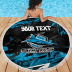 Personalized Cronulla Sutherland Sharks Beach Blanket Graffiti Grunge Abstract Urban Street Style Design