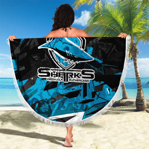 Personalized Cronulla Sutherland Sharks Beach Blanket Graffiti Grunge Abstract Urban Street Style Design