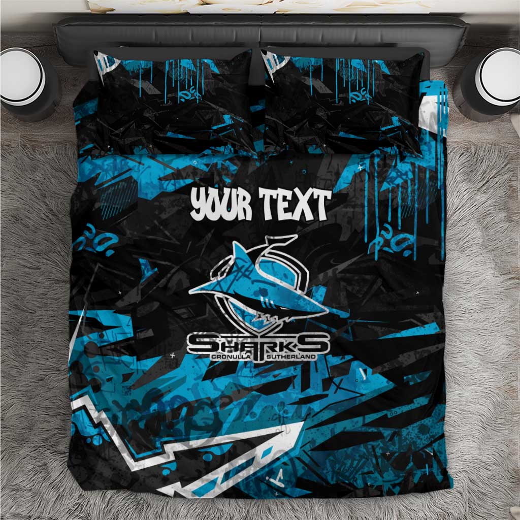 Personalized Cronulla Sutherland Sharks Bedding Set Graffiti Grunge Abstract Urban Street Style Design