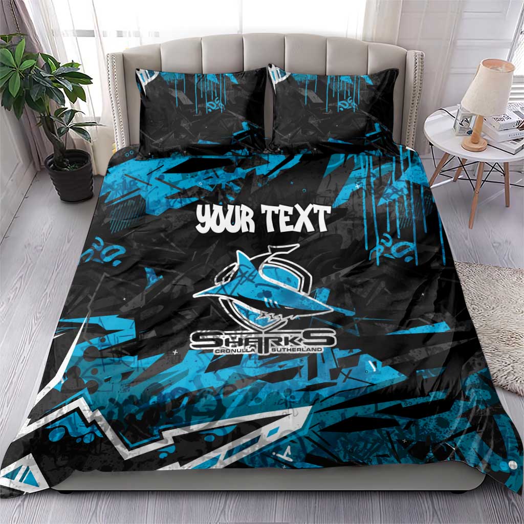 Personalized Cronulla Sutherland Sharks Bedding Set Graffiti Grunge Abstract Urban Street Style Design