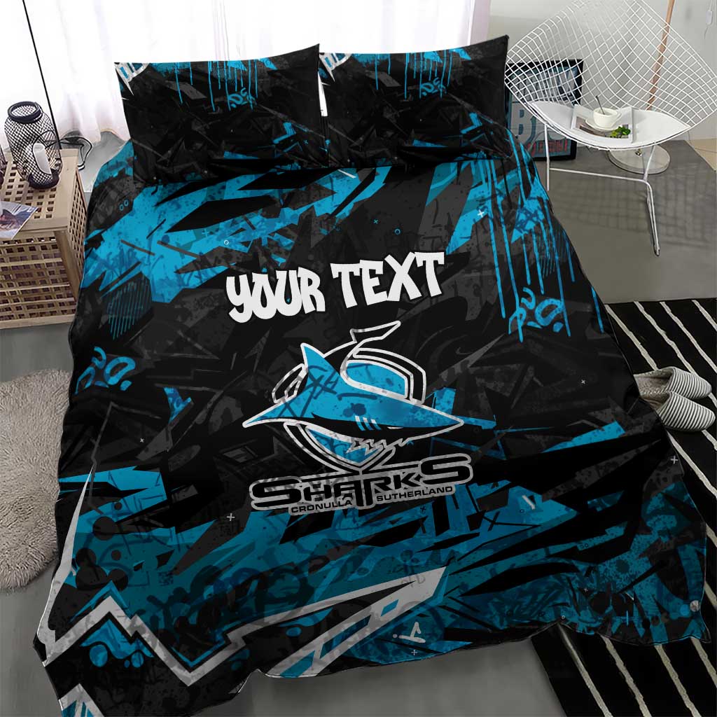 Personalized Cronulla Sutherland Sharks Bedding Set Graffiti Grunge Abstract Urban Street Style Design