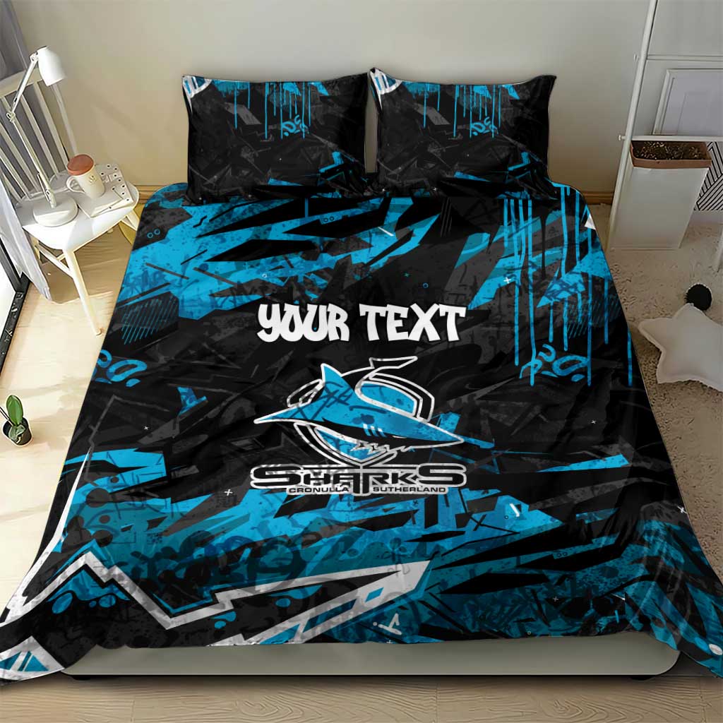 Personalized Cronulla Sutherland Sharks Bedding Set Graffiti Grunge Abstract Urban Street Style Design