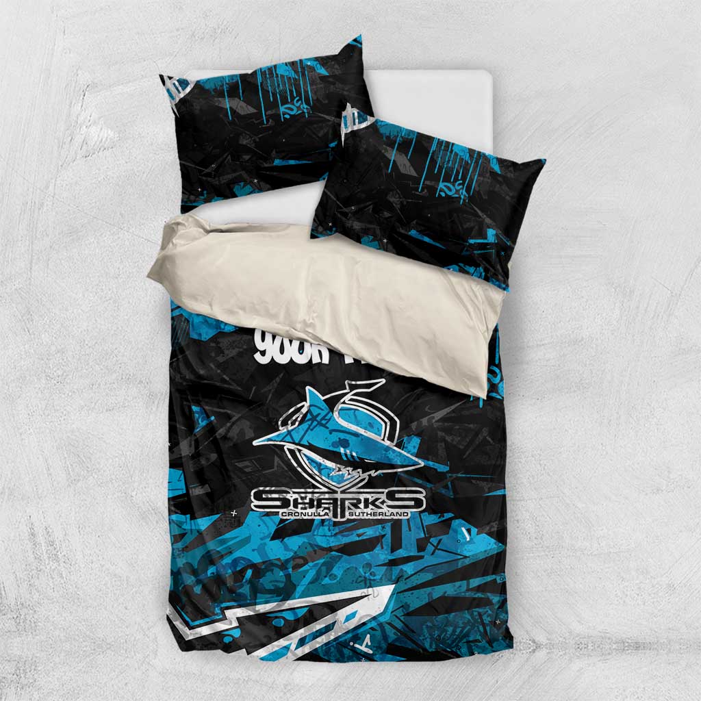 Personalized Cronulla Sutherland Sharks Bedding Set Graffiti Grunge Abstract Urban Street Style Design