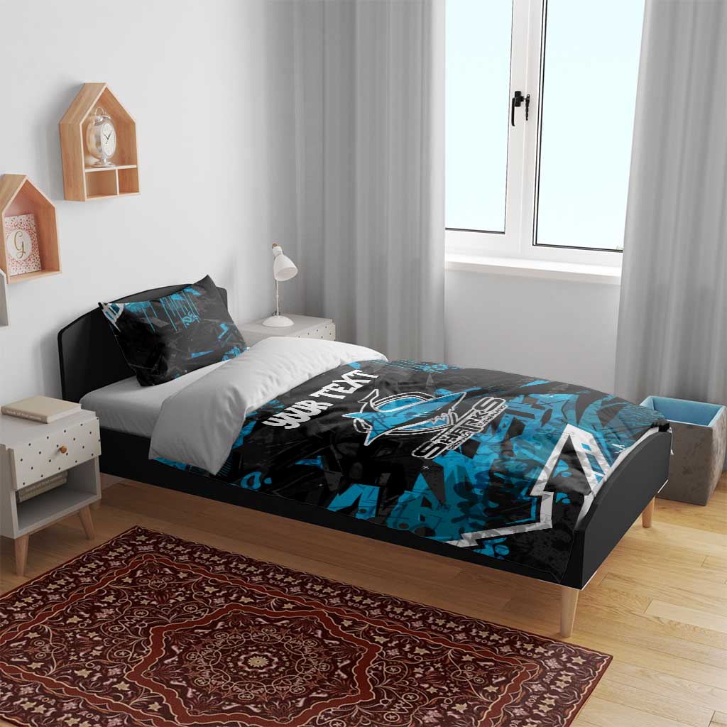 Personalized Cronulla Sutherland Sharks Bedding Set Graffiti Grunge Abstract Urban Street Style Design