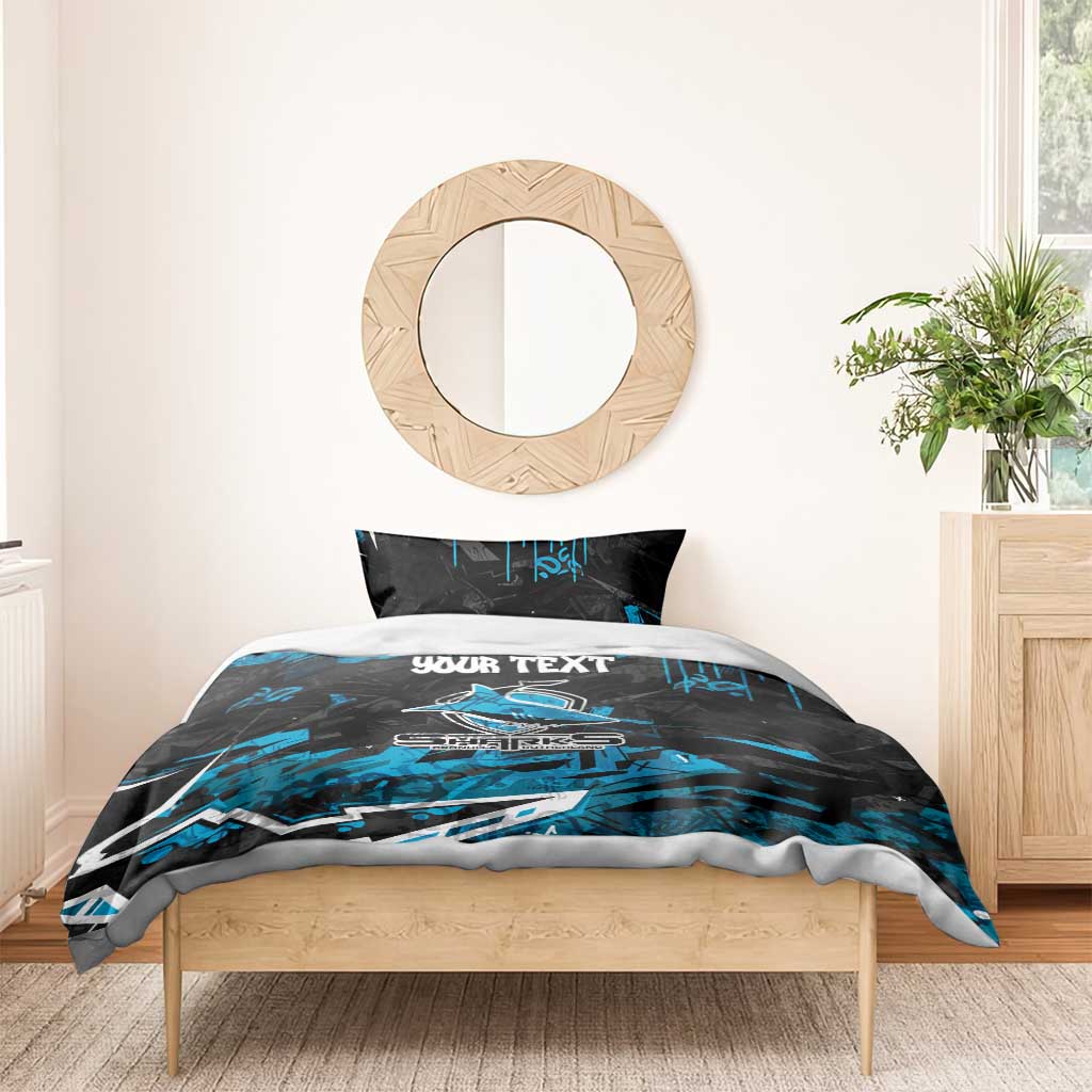 Personalized Cronulla Sutherland Sharks Bedding Set Graffiti Grunge Abstract Urban Street Style Design