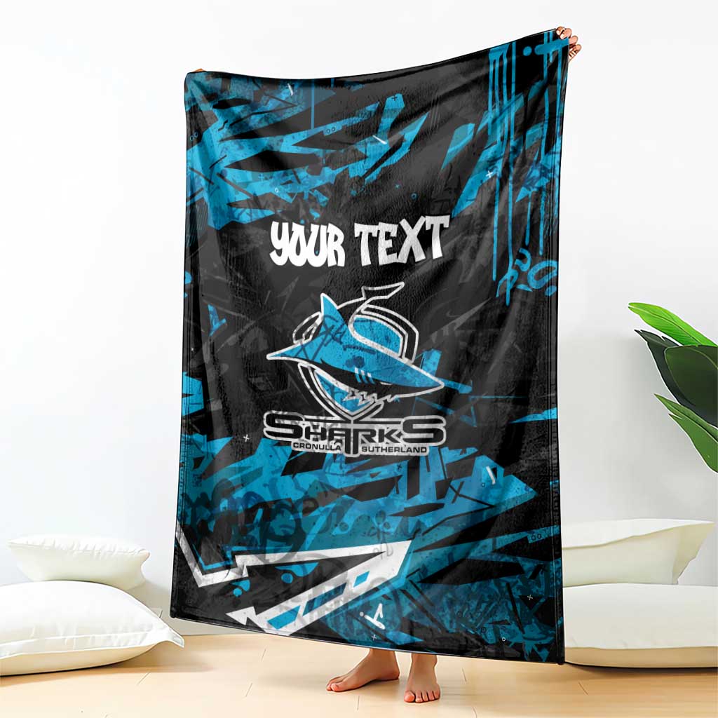 Personalized Cronulla Sutherland Sharks Blanket Graffiti Grunge Abstract Urban Street Style Design