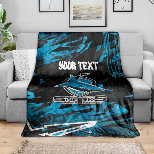 Personalized Cronulla Sutherland Sharks Blanket Graffiti Grunge Abstract Urban Street Style Design