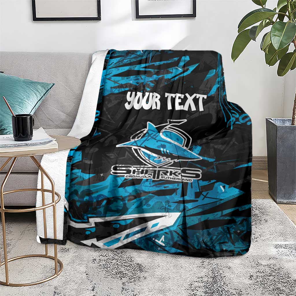 Personalized Cronulla Sutherland Sharks Blanket Graffiti Grunge Abstract Urban Street Style Design