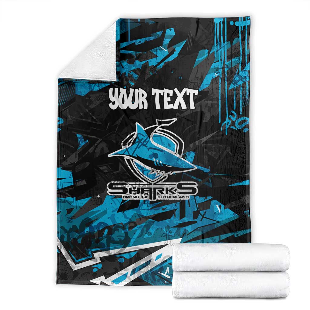 Personalized Cronulla Sutherland Sharks Blanket Graffiti Grunge Abstract Urban Street Style Design