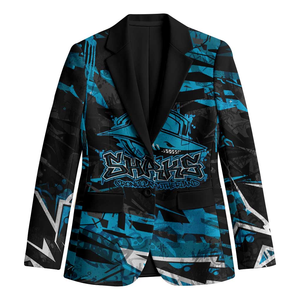 Personalized Cronulla Sutherland Sharks Blazer Graffiti Grunge Abstract Urban Street Style Design