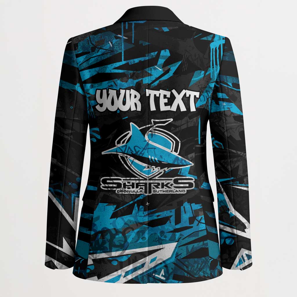 Personalized Cronulla Sutherland Sharks Blazer Graffiti Grunge Abstract Urban Street Style Design