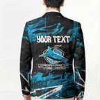 Personalized Cronulla Sutherland Sharks Blazer Graffiti Grunge Abstract Urban Street Style Design