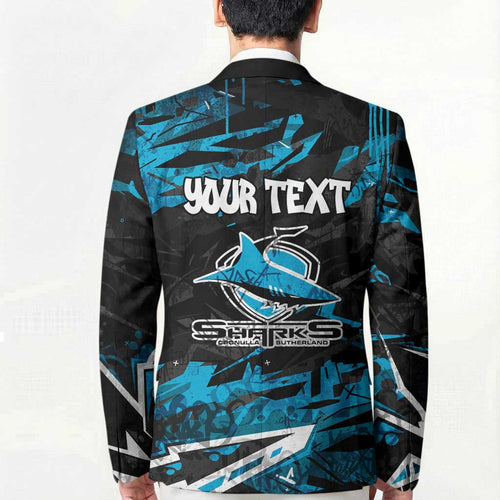 Personalized Cronulla Sutherland Sharks Blazer Graffiti Grunge Abstract Urban Street Style Design