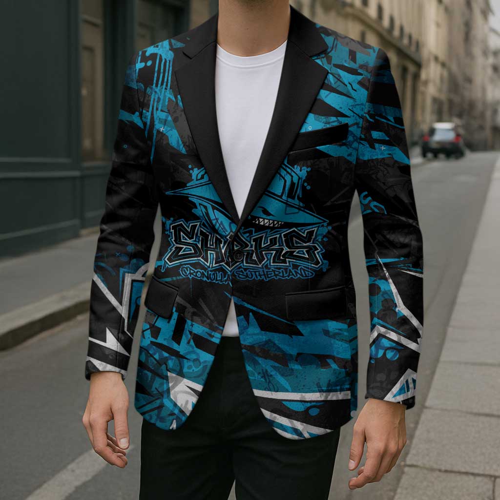 Personalized Cronulla Sutherland Sharks Blazer Graffiti Grunge Abstract Urban Street Style Design