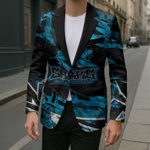 Personalized Cronulla Sutherland Sharks Blazer Graffiti Grunge Abstract Urban Street Style Design