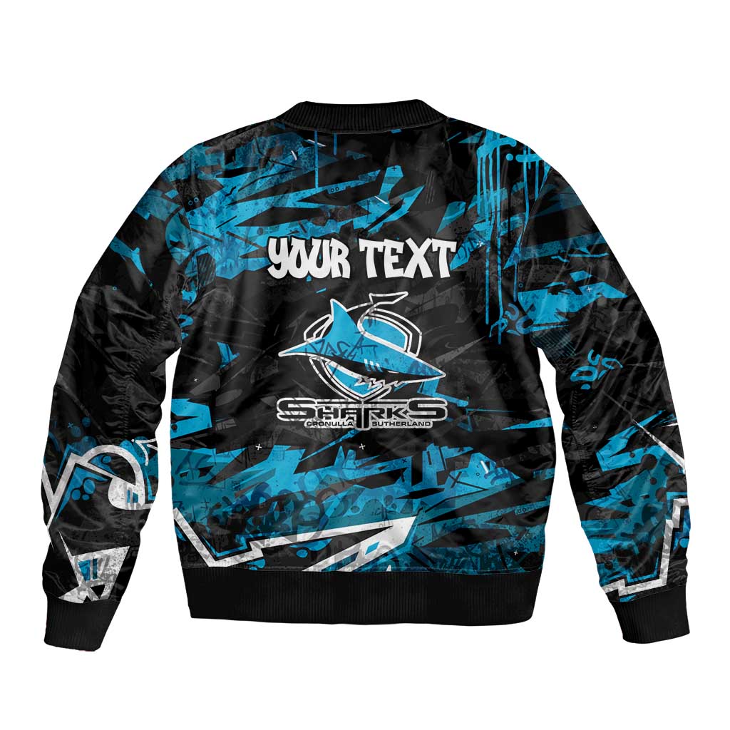 Personalized Cronulla Sutherland Sharks Bomber Jacket Graffiti Grunge Abstract Urban Street Style Design