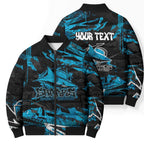 Personalized Cronulla Sutherland Sharks Bomber Puffer Jacket Graffiti Grunge Abstract Urban Street Style Design