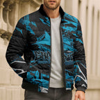 Personalized Cronulla Sutherland Sharks Bomber Puffer Jacket Graffiti Grunge Abstract Urban Street Style Design