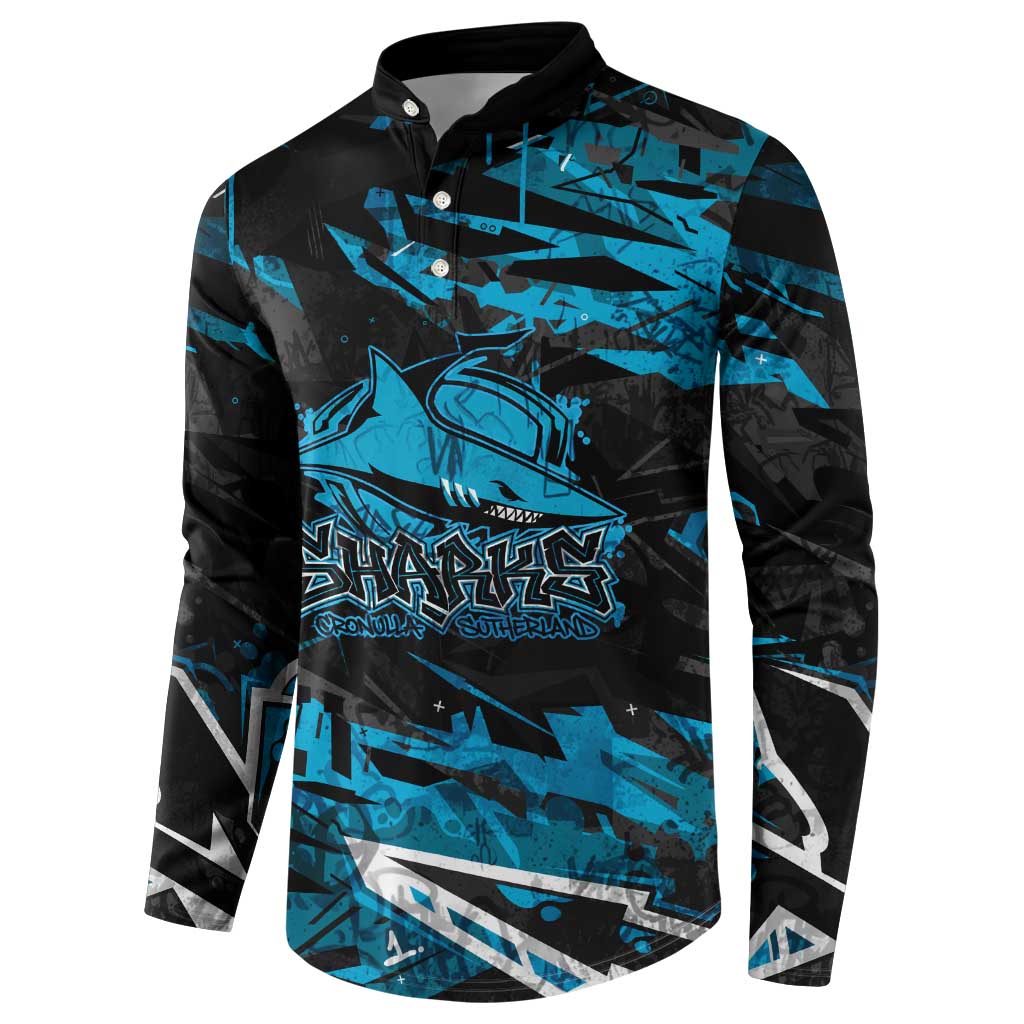 Personalized Cronulla Sutherland Sharks Button Sweatshirt Graffiti Grunge Abstract Urban Street Style Design