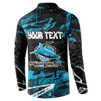 Personalized Cronulla Sutherland Sharks Button Sweatshirt Graffiti Grunge Abstract Urban Street Style Design