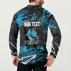 Personalized Cronulla Sutherland Sharks Button Sweatshirt Graffiti Grunge Abstract Urban Street Style Design