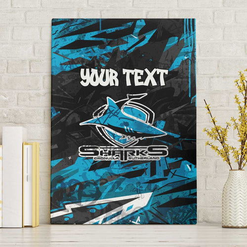 Personalized Cronulla Sutherland Sharks Canvas Wall Art Graffiti Grunge Abstract Urban Street Style Design