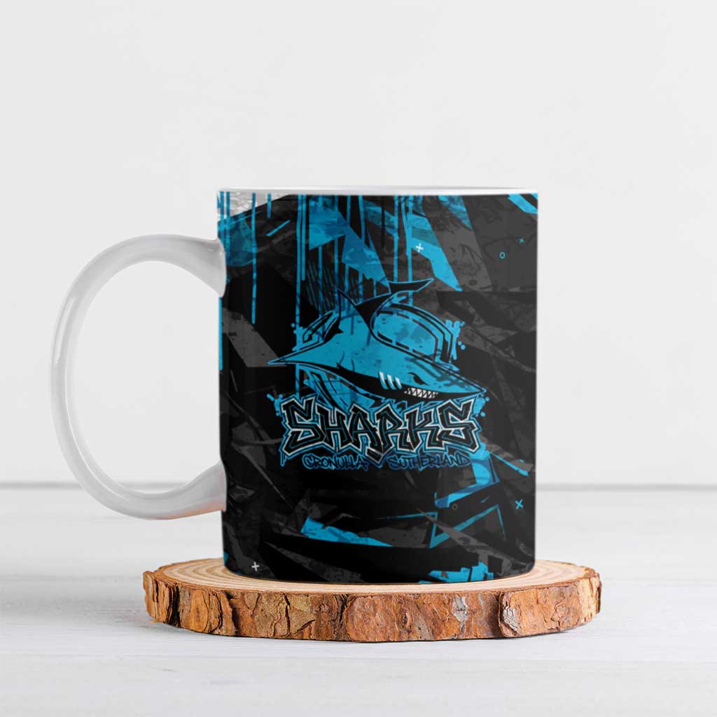Personalized Cronulla Sutherland Sharks Ceramic Mug Graffiti Grunge Abstract Urban Street Style Design