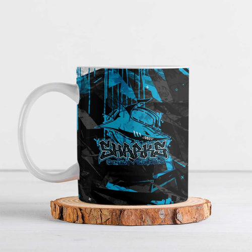 Personalized Cronulla Sutherland Sharks Ceramic Mug Graffiti Grunge Abstract Urban Street Style Design