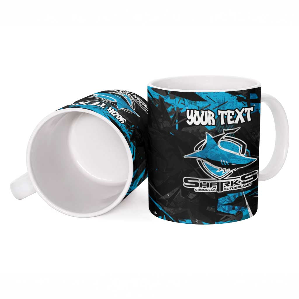 Personalized Cronulla Sutherland Sharks Ceramic Mug Graffiti Grunge Abstract Urban Street Style Design