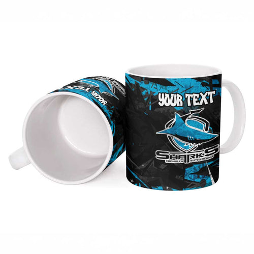 Personalized Cronulla Sutherland Sharks Ceramic Mug Graffiti Grunge Abstract Urban Street Style Design