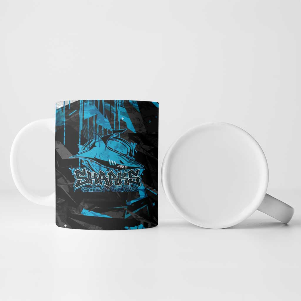 Personalized Cronulla Sutherland Sharks Ceramic Mug Graffiti Grunge Abstract Urban Street Style Design