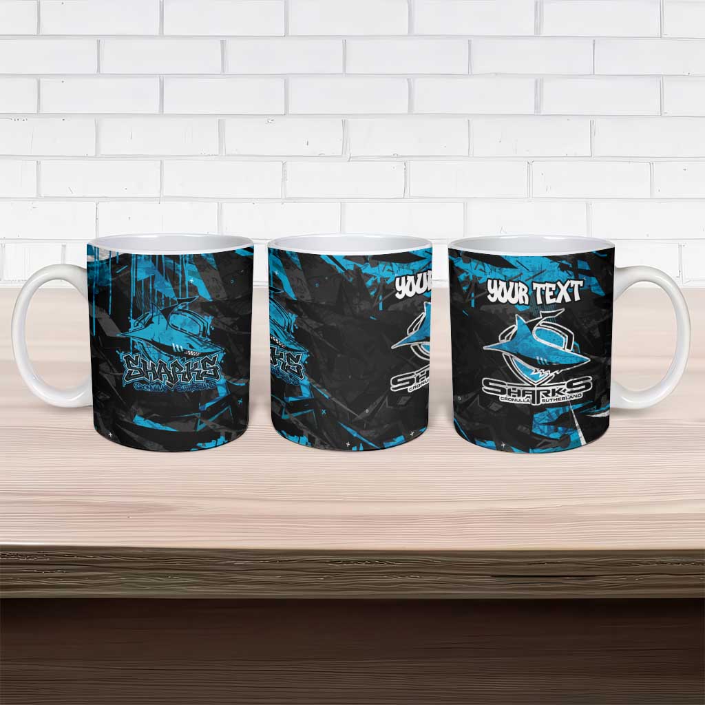 Personalized Cronulla Sutherland Sharks Ceramic Mug Graffiti Grunge Abstract Urban Street Style Design