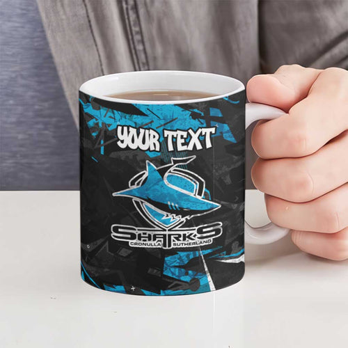 Personalized Cronulla Sutherland Sharks Ceramic Mug Graffiti Grunge Abstract Urban Street Style Design