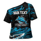 Personalized Cronulla Sutherland Sharks Cross Shoulder Shirt Graffiti Grunge Abstract Urban Street Style Design