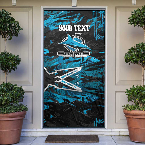 Personalized Cronulla Sutherland Sharks Door Cover Graffiti Grunge Abstract Urban Street Style Design
