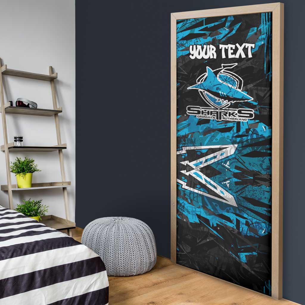 Personalized Cronulla Sutherland Sharks Door Cover Graffiti Grunge Abstract Urban Street Style Design