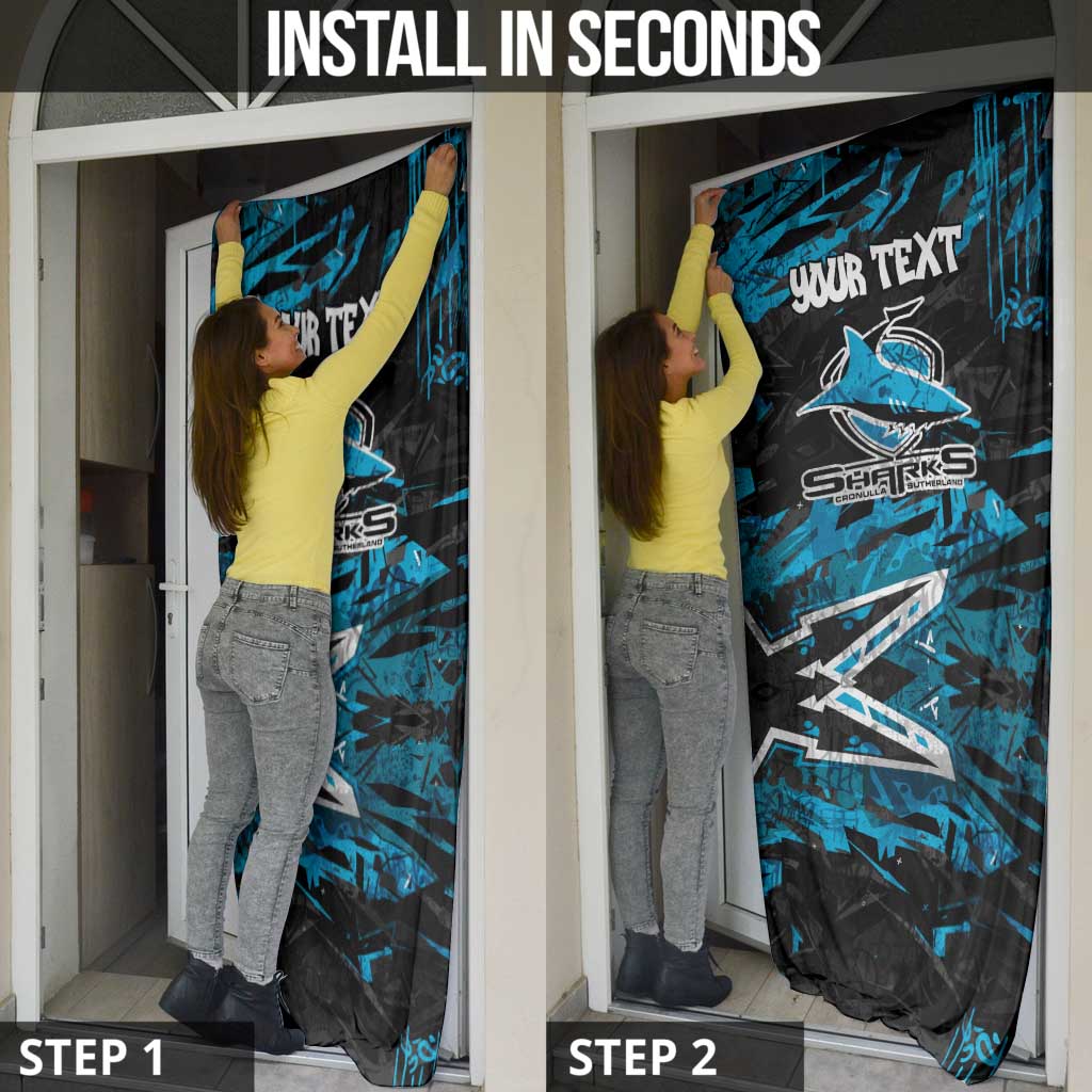 Personalized Cronulla Sutherland Sharks Door Cover Graffiti Grunge Abstract Urban Street Style Design