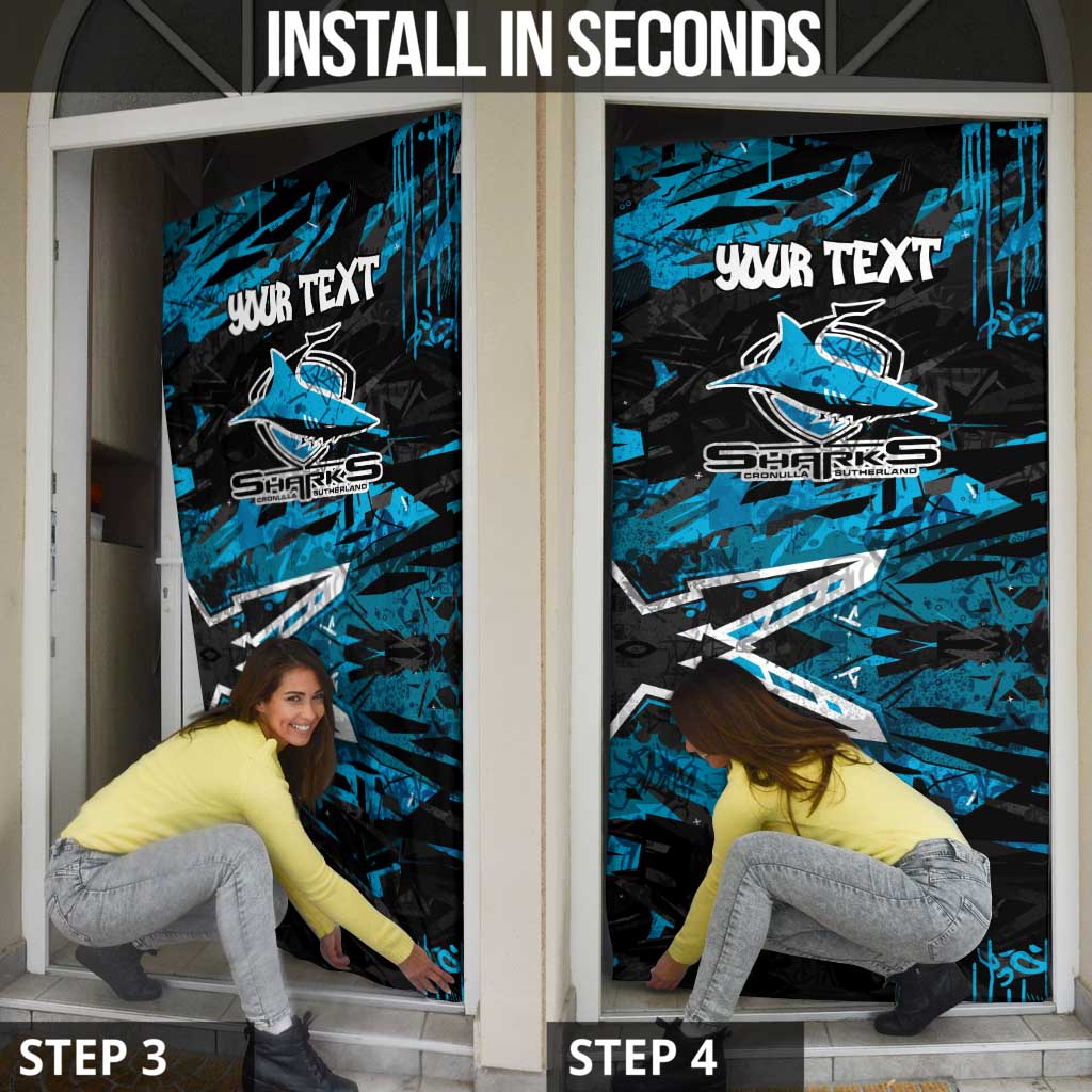 Personalized Cronulla Sutherland Sharks Door Cover Graffiti Grunge Abstract Urban Street Style Design