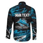 Personalized Cronulla Sutherland Sharks Family Matching Mermaid Dress and Hawaiian Shirt Graffiti Grunge Abstract Urban Street Style Design