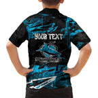 Personalized Cronulla Sutherland Sharks Family Matching Off Shoulder Maxi Dress and Hawaiian Shirt Graffiti Grunge Abstract Urban Street Style Design