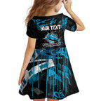 Personalized Cronulla Sutherland Sharks Family Matching Off Shoulder Short Dress and Hawaiian Shirt Graffiti Grunge Abstract Urban Street Style Design